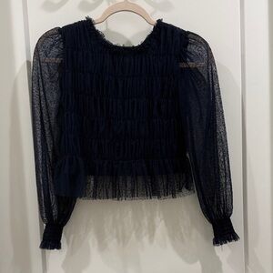 Mayoral Navy Sheer Blouse